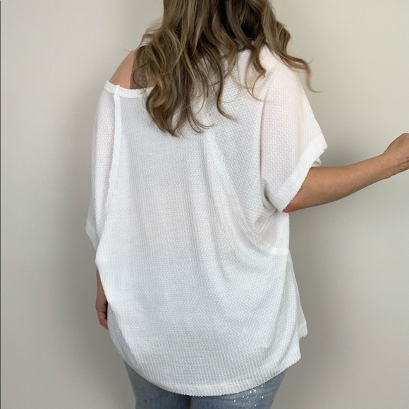 La Jolla Oversized Waffle Top - White S - Picture 3 of 8